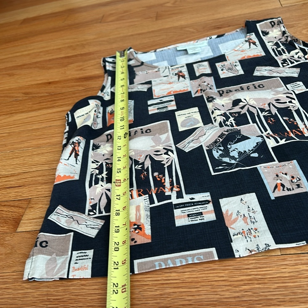 Tori Richard Vintage Silk Cream/ Black Graphic Tank Top, 14 - Picture 6 of 6